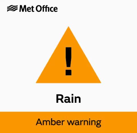 Amber Weather Warning issued for rain