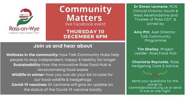 ‘Community Matters’ event to discuss Talk Community, Ross Food Hub and local wildlife