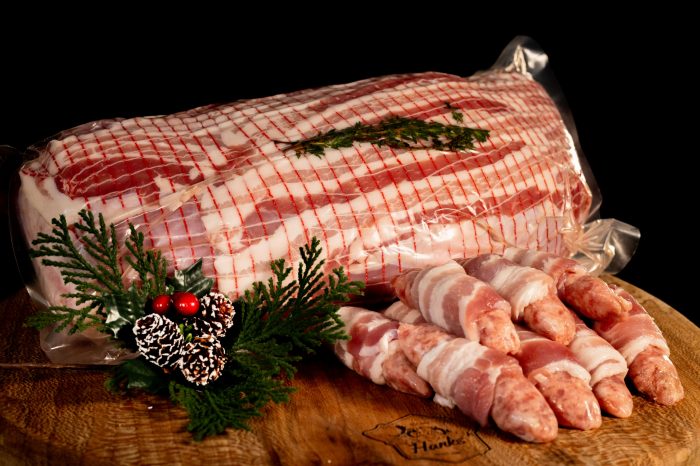 A range of luxury Christmas hampers available from Hanks’ Meat & Game