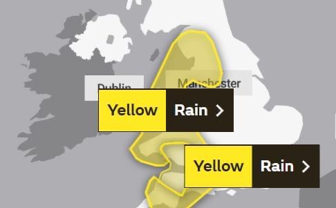 Weather warning issued for heavy rain